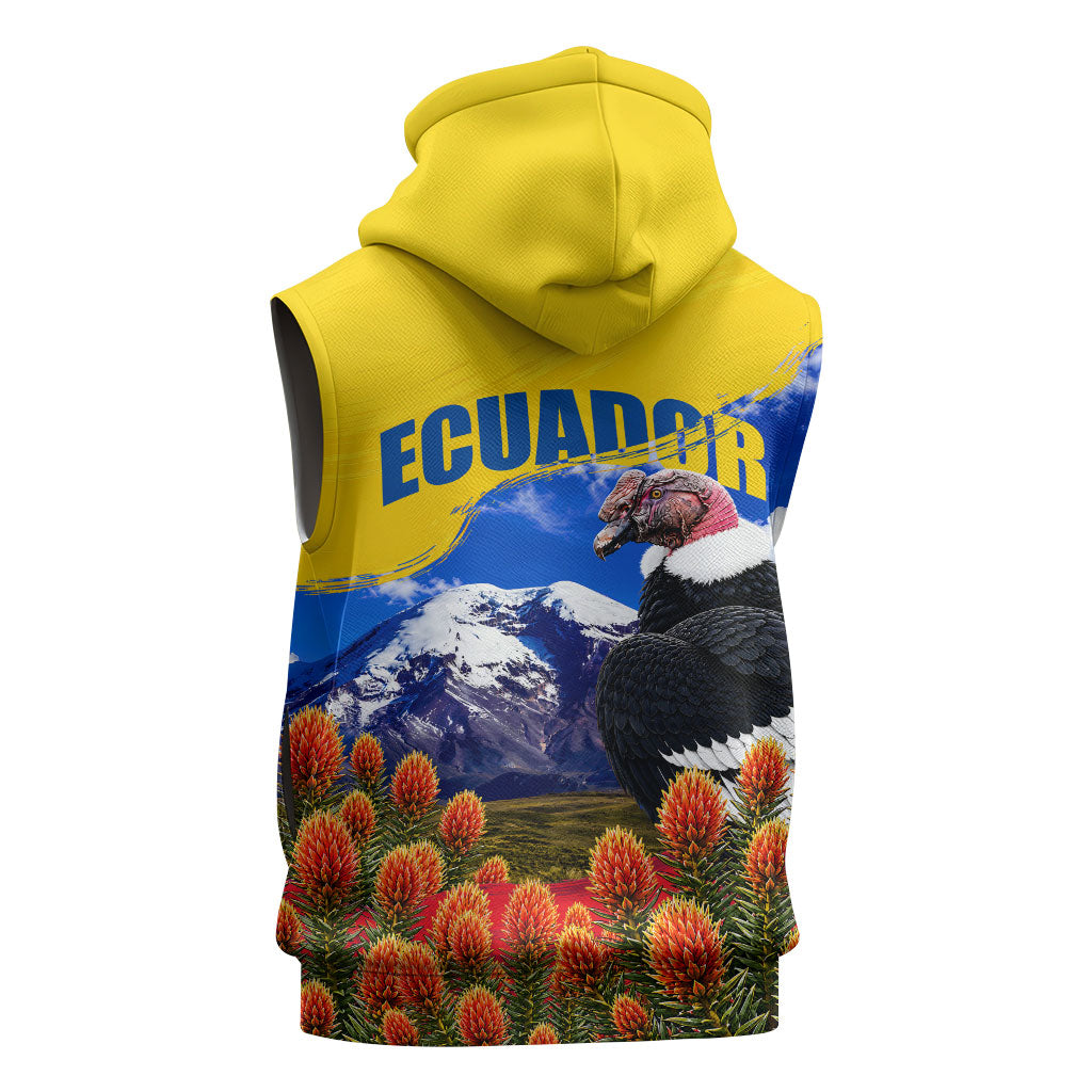 Ecuador Independence Day Sleeveless Zip Hoodie Patriotic Andean Condor Monument And Mountain