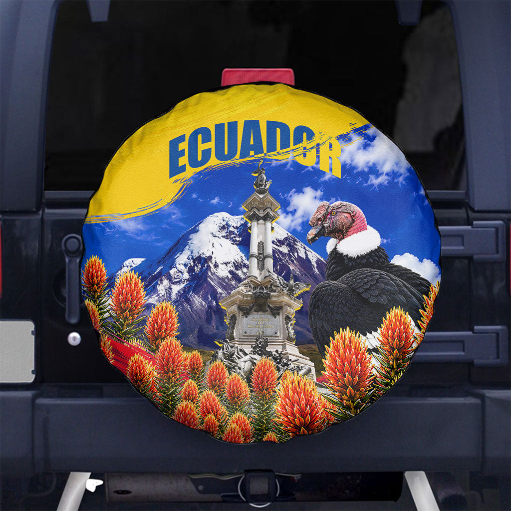 Ecuador Independence Day Spare Tire Cover Patriotic Andean Condor Monument And Mountain