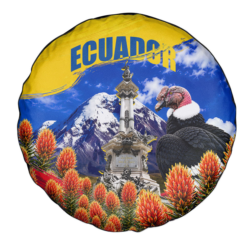 Ecuador Independence Day Spare Tire Cover Patriotic Andean Condor Monument And Mountain