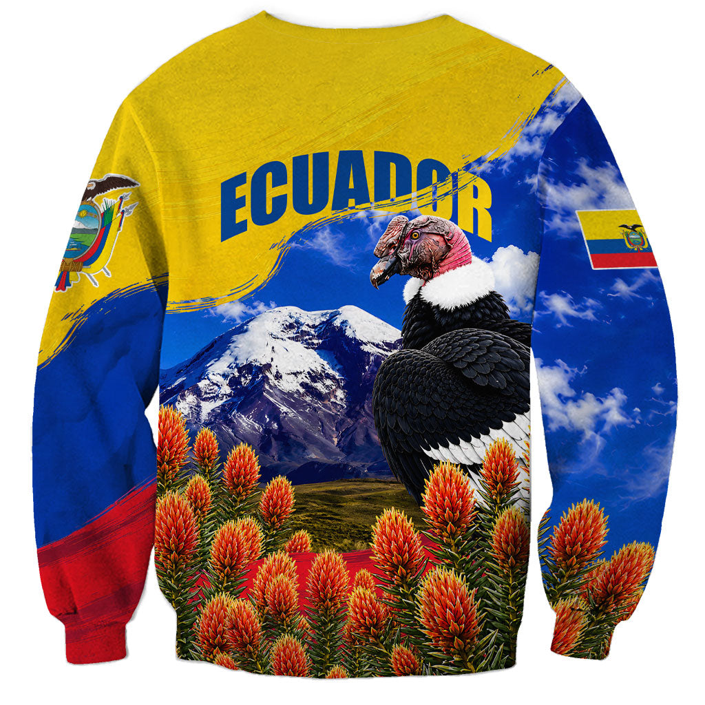 Ecuador Independence Day Sweatshirt Patriotic Andean Condor Monument And Mountain