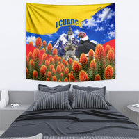 Ecuador Independence Day Tapestry Patriotic Andean Condor Monument And Mountain