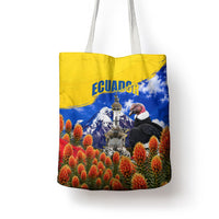 Ecuador Independence Day Tote Bag Patriotic Andean Condor Monument And Mountain