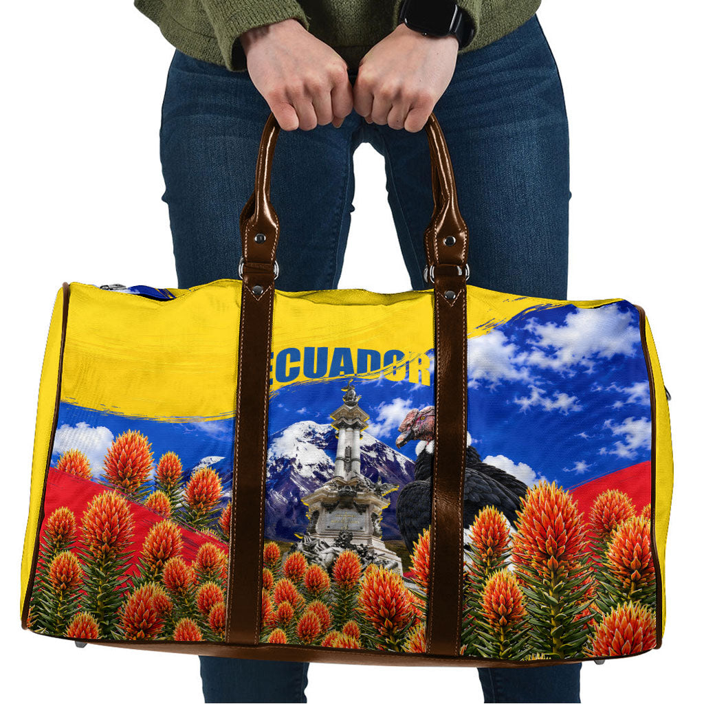 Ecuador Independence Day Travel Bag Patriotic Andean Condor Monument And Mountain