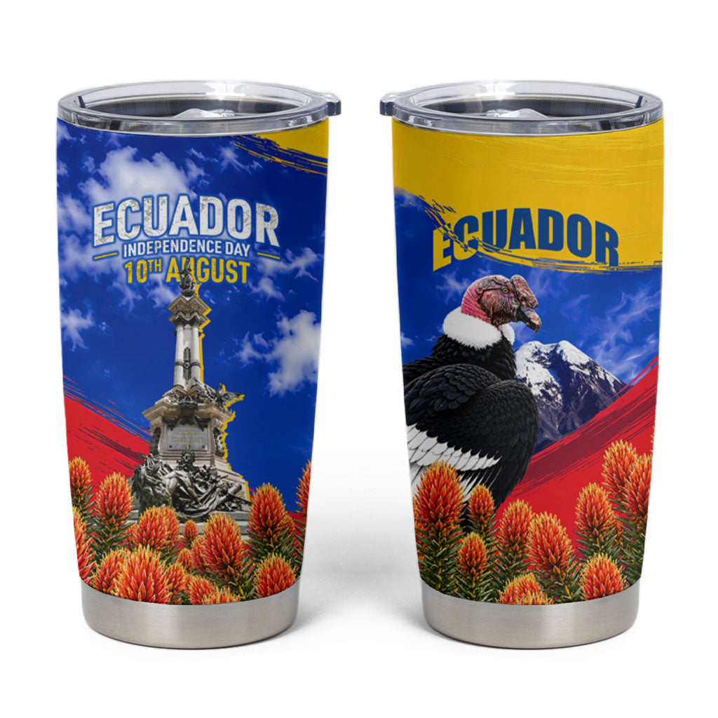 Ecuador Independence Day Tumbler Cup Patriotic Andean Condor Monument And Mountain