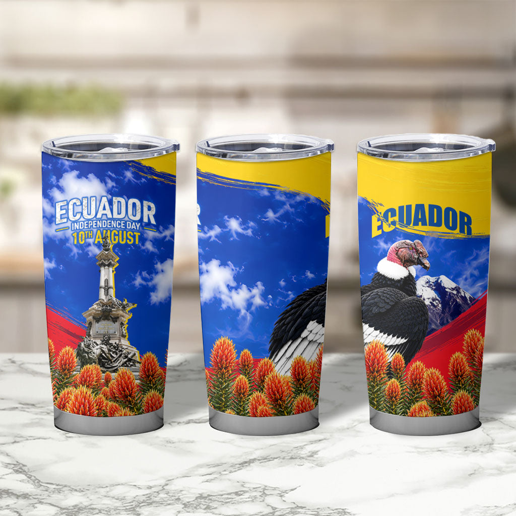 Ecuador Independence Day Tumbler Cup Patriotic Andean Condor Monument And Mountain