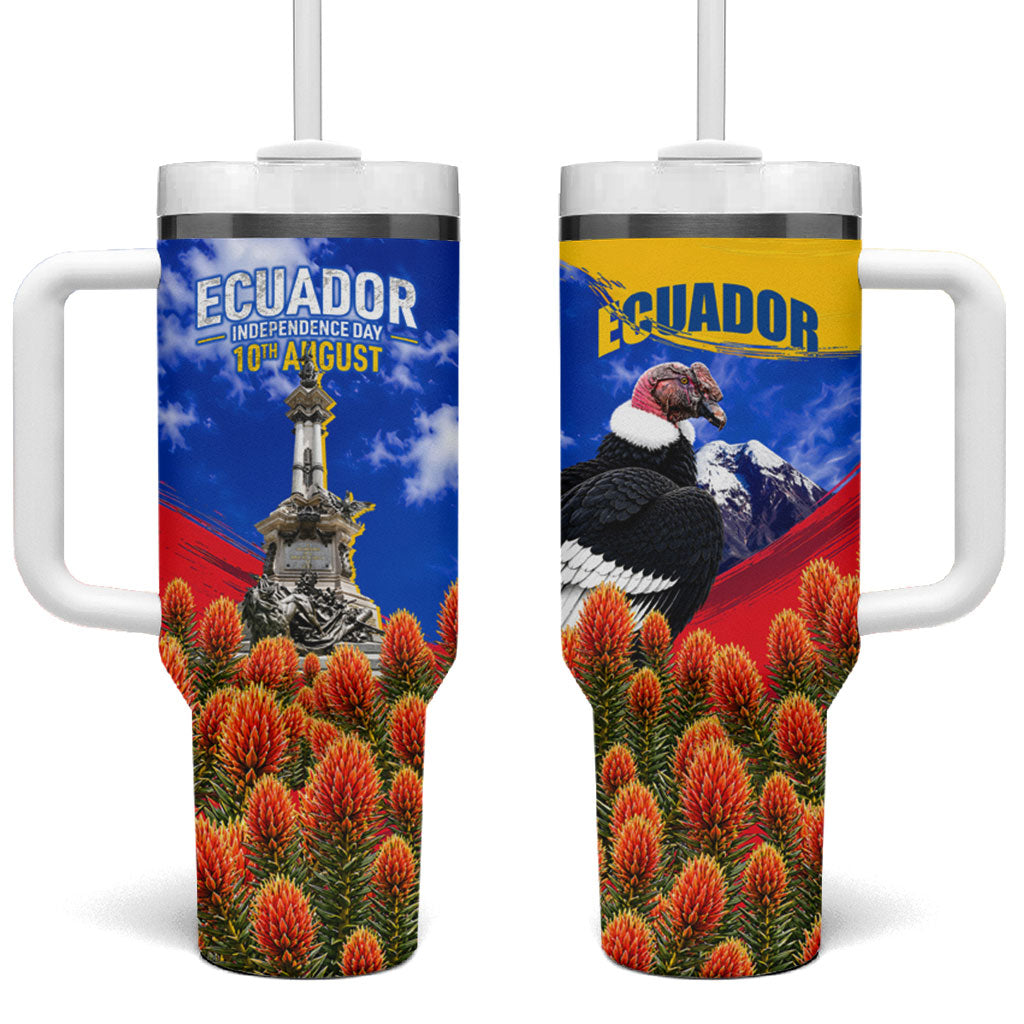 Ecuador Independence Day Tumbler With Handle Patriotic Andean Condor Monument And Mountain