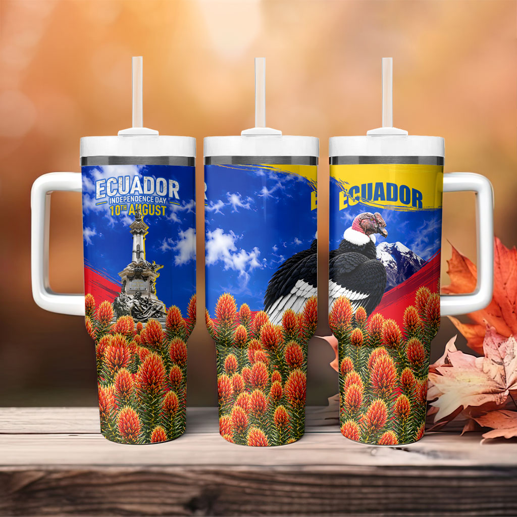 Ecuador Independence Day Tumbler With Handle Patriotic Andean Condor Monument And Mountain