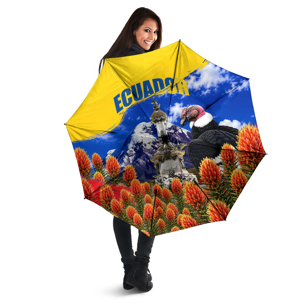 Ecuador Independence Day Umbrella Patriotic Andean Condor Monument And Mountain