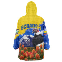 Ecuador Independence Day Wearable Blanket Hoodie Patriotic Andean Condor Monument And Mountain