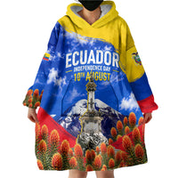 Ecuador Independence Day Wearable Blanket Hoodie Patriotic Andean Condor Monument And Mountain
