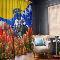 Ecuador Independence Day Window Curtain Patriotic Andean Condor Monument And Mountain