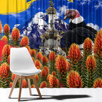 Ecuador Independence Day Window Curtain Patriotic Andean Condor Monument And Mountain