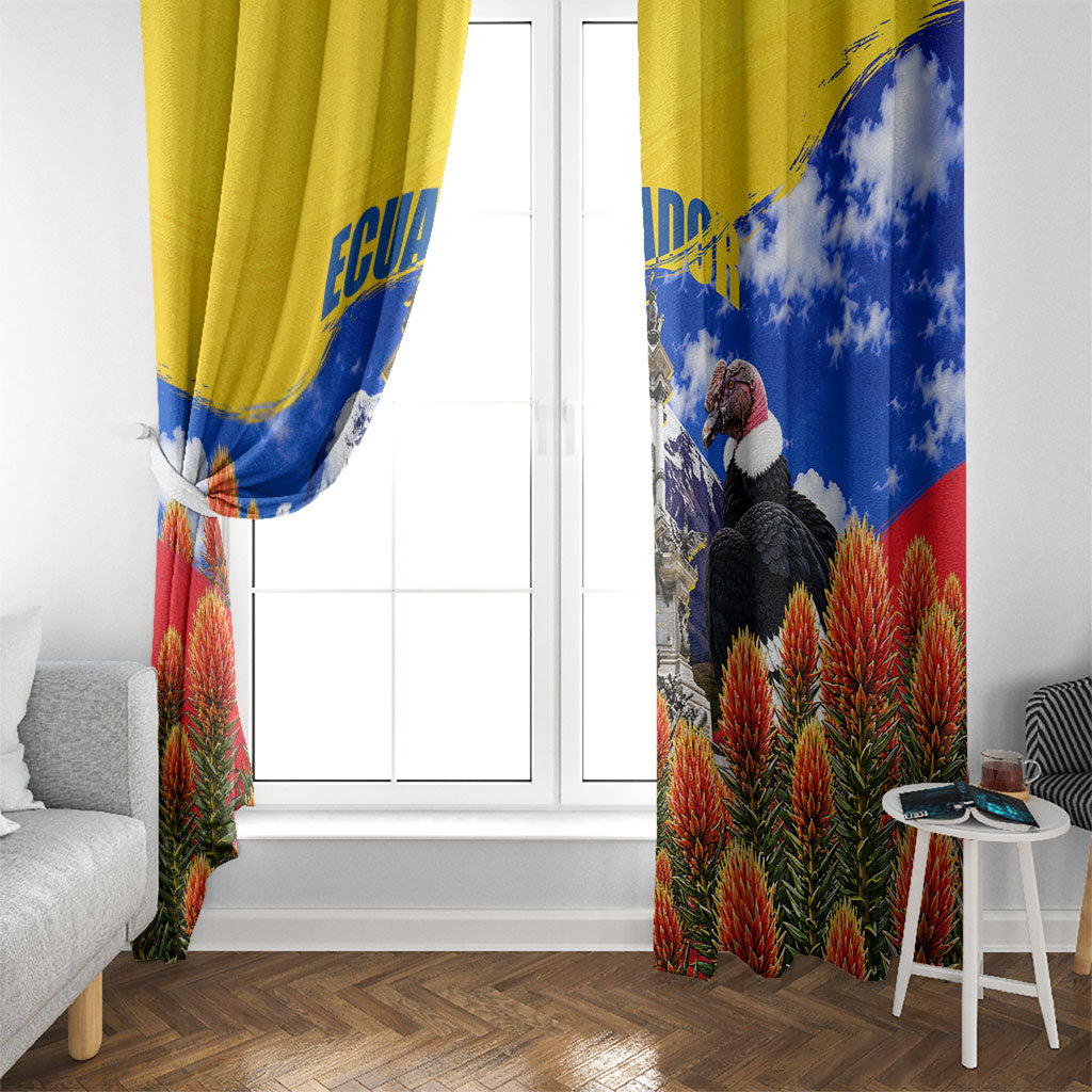 Ecuador Independence Day Window Curtain Patriotic Andean Condor Monument And Mountain