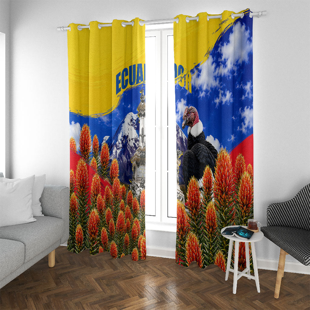 Ecuador Independence Day Window Curtain Patriotic Andean Condor Monument And Mountain
