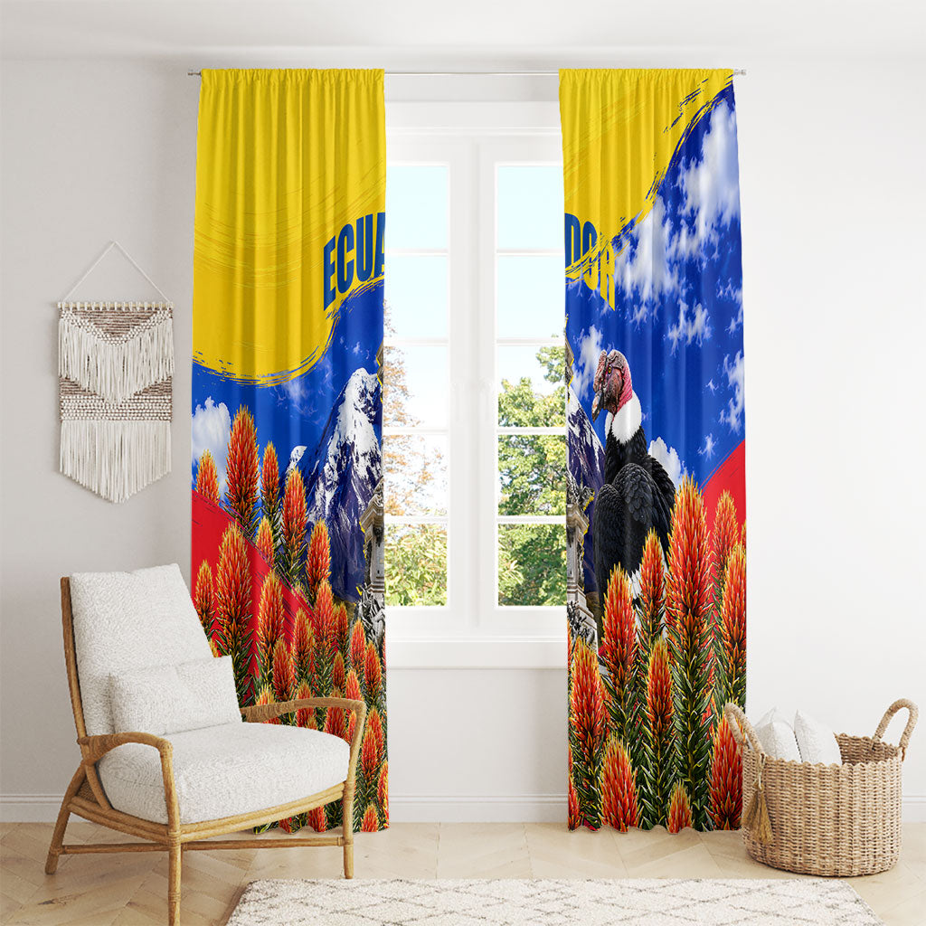 Ecuador Independence Day Window Curtain Patriotic Andean Condor Monument And Mountain