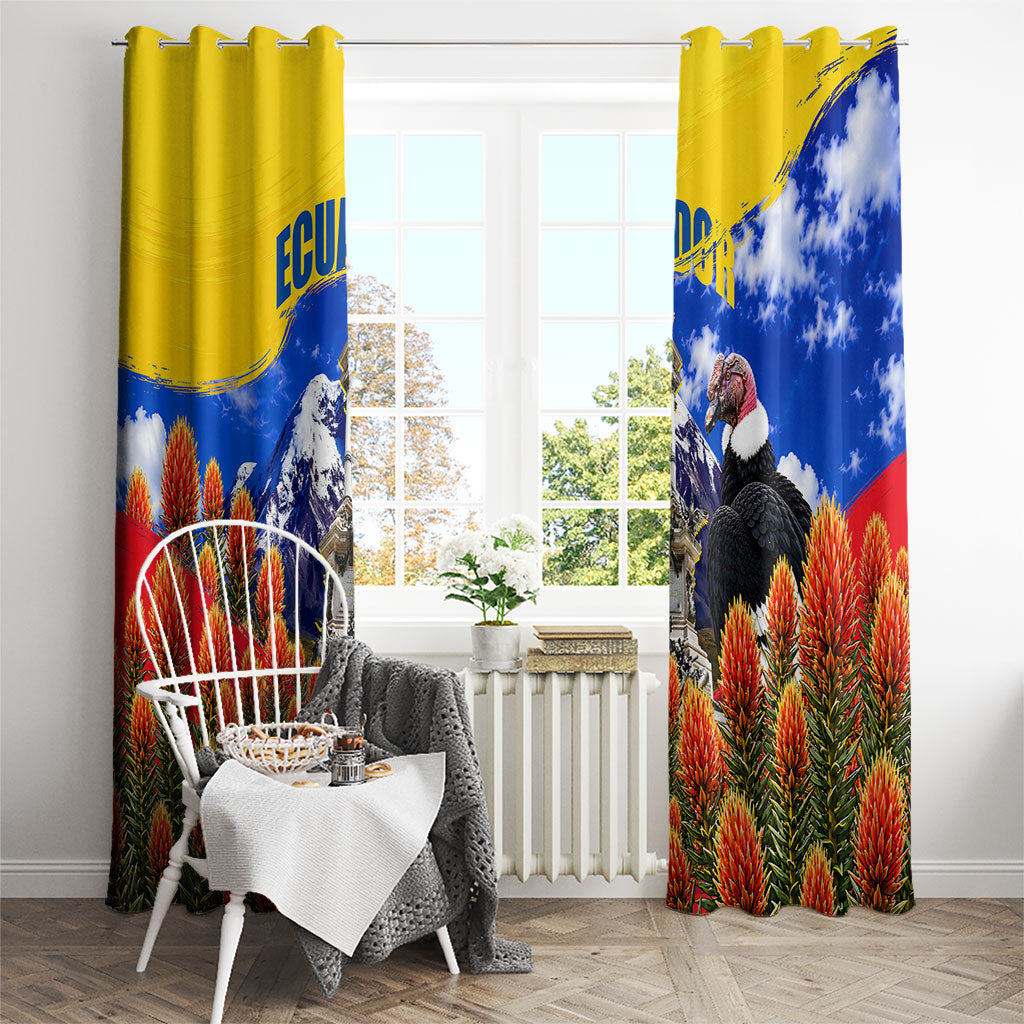 Ecuador Independence Day Window Curtain Patriotic Andean Condor Monument And Mountain