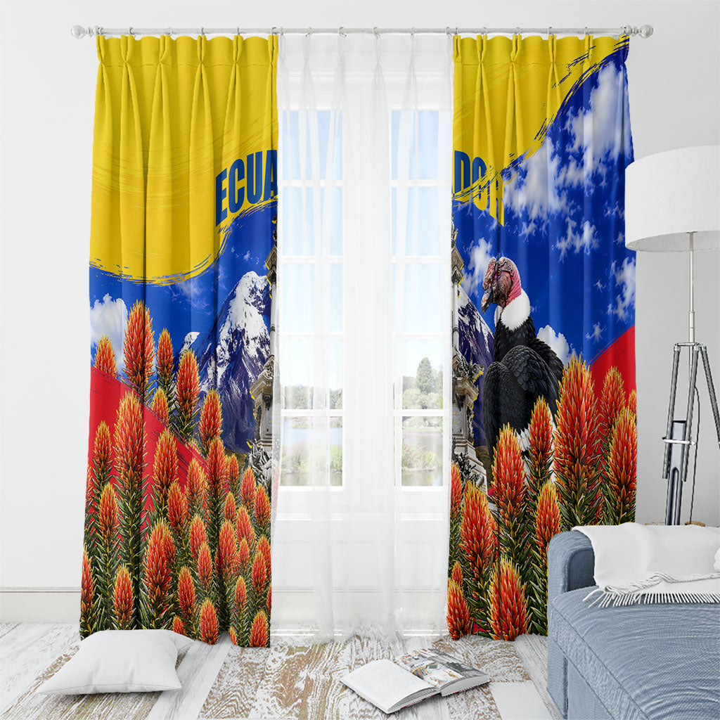 Ecuador Independence Day Window Curtain Patriotic Andean Condor Monument And Mountain