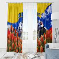 Ecuador Independence Day Window Curtain Patriotic Andean Condor Monument And Mountain