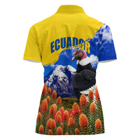 Ecuador Independence Day Women Polo Shirt Patriotic Andean Condor Monument And Mountain