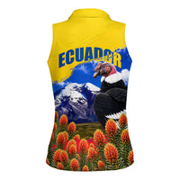 Ecuador Independence Day Women Sleeveless Polo Shirt Patriotic Andean Condor Monument And Mountain