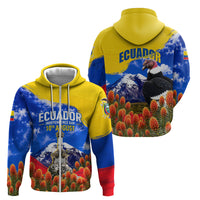 Ecuador Independence Day Zip Hoodie Patriotic Andean Condor Monument And Mountain