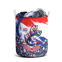 Personalized Croatia Marten Soccer Laundry Basket Croatian Flag Abstract Brush Stroke