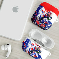 Personalized Croatia Marten Soccer AirPods Case Croatian Flag Abstract Brush Stroke