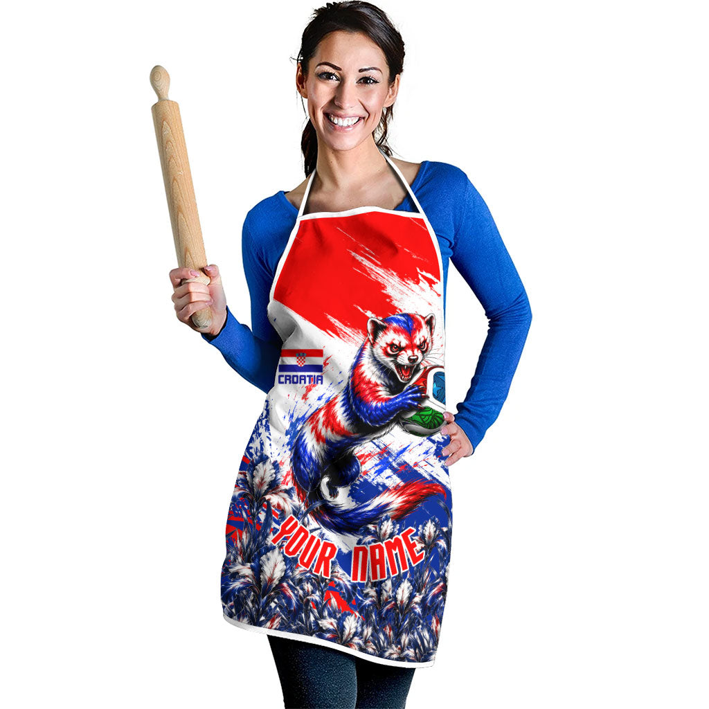 Personalized Croatia Marten Soccer Apron Croatian Flag Abstract Brush Stroke