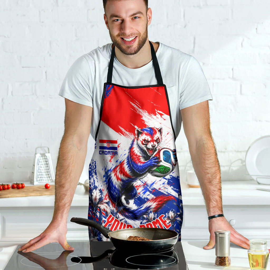 Personalized Croatia Marten Soccer Apron Croatian Flag Abstract Brush Stroke