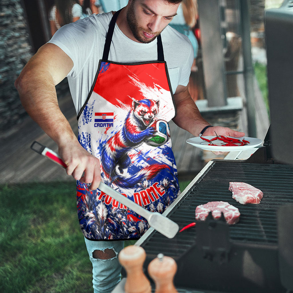 Personalized Croatia Marten Soccer Apron Croatian Flag Abstract Brush Stroke