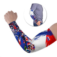 Personalized Croatia Marten Soccer Arm Sleeves Croatian Flag Abstract Brush Stroke