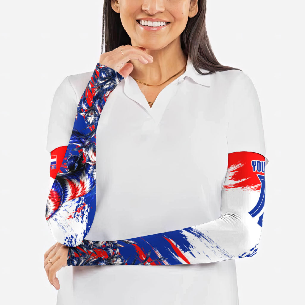 Personalized Croatia Marten Soccer Arm Sleeves Croatian Flag Abstract Brush Stroke