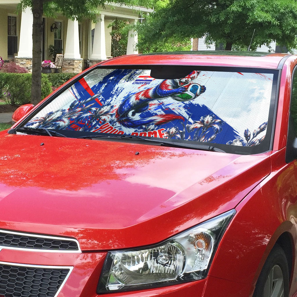 Personalized Croatia Marten Soccer Auto Sun Shade Croatian Flag Abstract Brush Stroke