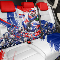 Personalized Croatia Marten Soccer Back Car Seat Cover Croatian Flag Abstract Brush Stroke