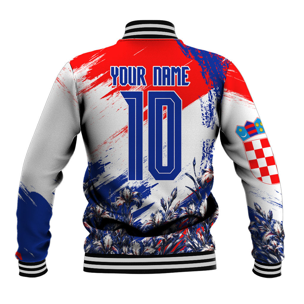 Personalized Croatia Marten Soccer Baseball Jacket Croatian Flag Abstract Brush Stroke