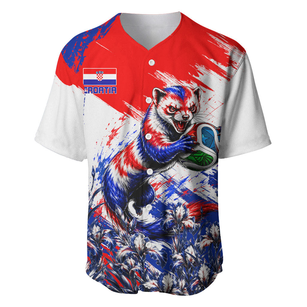 Personalized Croatia Marten Soccer Baseball Jersey Croatian Flag Abstract Brush Stroke