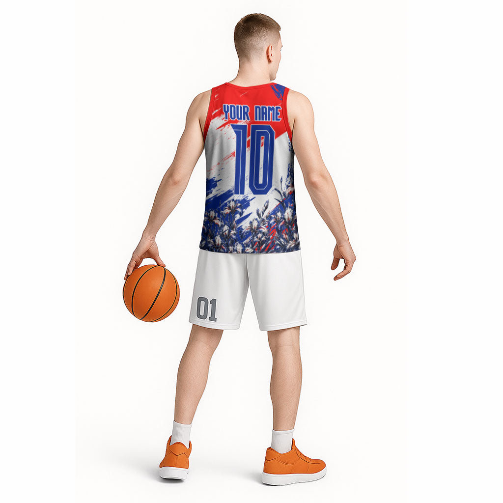 Personalized Croatia Marten Soccer Basketball Jersey Croatian Flag Abstract Brush Stroke