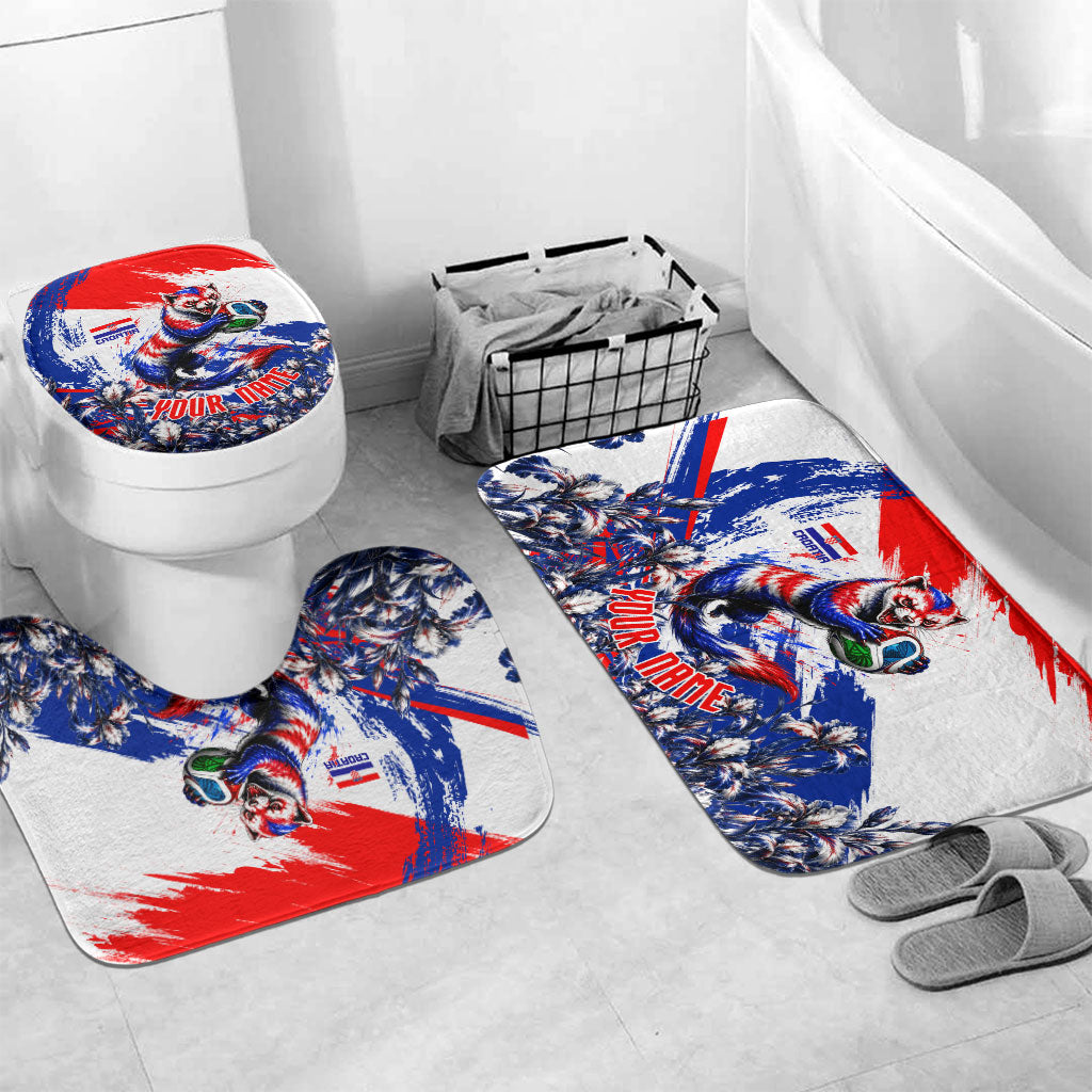 Personalized Croatia Marten Soccer Bathroom Set Croatian Flag Abstract Brush Stroke