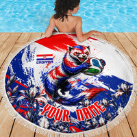 Personalized Croatia Marten Soccer Beach Blanket Croatian Flag Abstract Brush Stroke