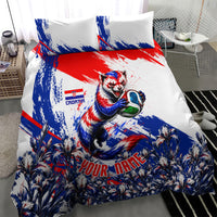 Personalized Croatia Marten Soccer Bedding Set Croatian Flag Abstract Brush Stroke