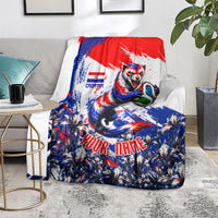 Personalized Croatia Marten Soccer Blanket Croatian Flag Abstract Brush Stroke