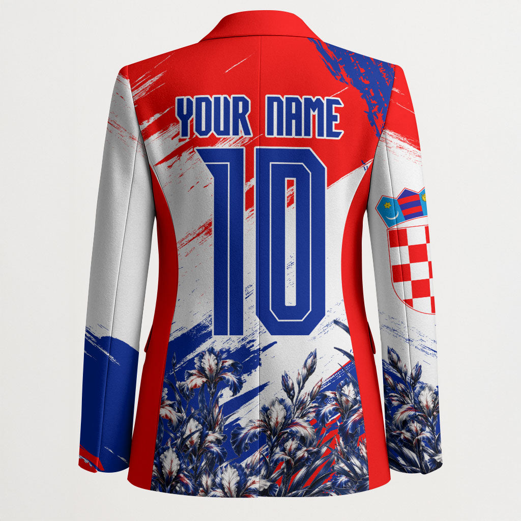 Personalized Croatia Marten Soccer Blazer Croatian Flag Abstract Brush Stroke