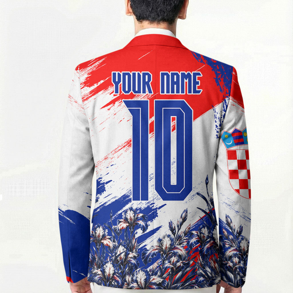 Personalized Croatia Marten Soccer Blazer Croatian Flag Abstract Brush Stroke