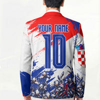 Personalized Croatia Marten Soccer Blazer Croatian Flag Abstract Brush Stroke