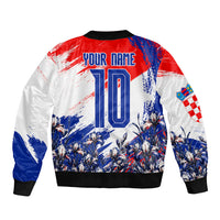 Personalized Croatia Marten Soccer Bomber Jacket Croatian Flag Abstract Brush Stroke