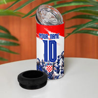 Personalized Croatia Marten Soccer 4 in 1 Can Cooler Tumbler Croatian Flag Abstract Brush Stroke