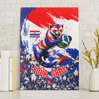 Personalized Croatia Marten Soccer Canvas Wall Art Croatian Flag Abstract Brush Stroke