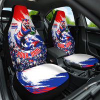 Personalized Croatia Marten Soccer Car Seat Cover Croatian Flag Abstract Brush Stroke