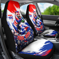 Personalized Croatia Marten Soccer Car Seat Cover Croatian Flag Abstract Brush Stroke