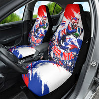 Personalized Croatia Marten Soccer Car Seat Cover Croatian Flag Abstract Brush Stroke